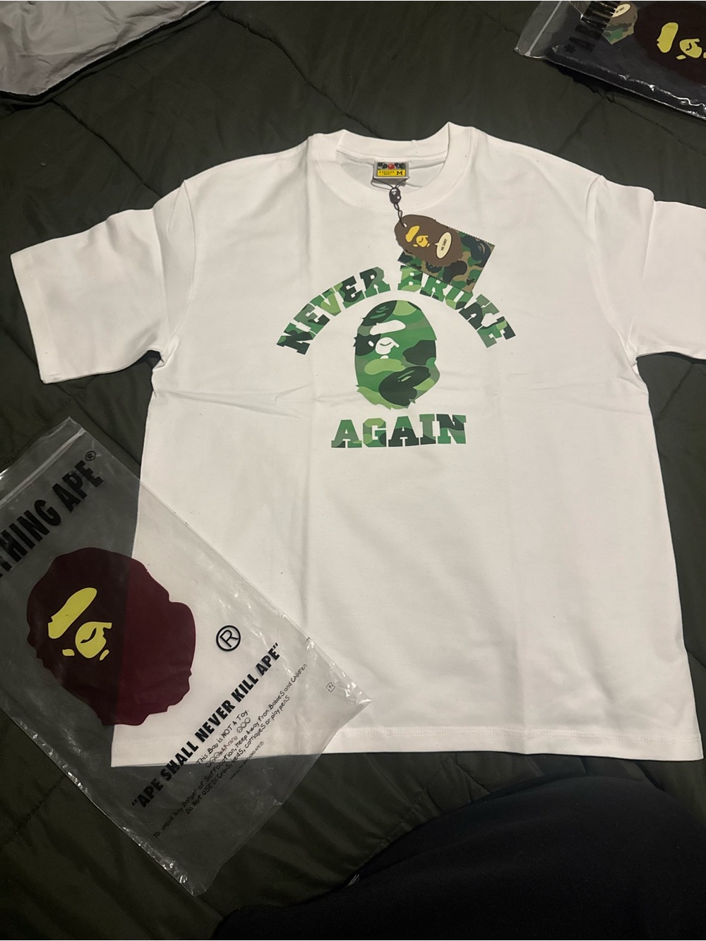 White 'Never Broke Again' Camo Logo T-Shirt